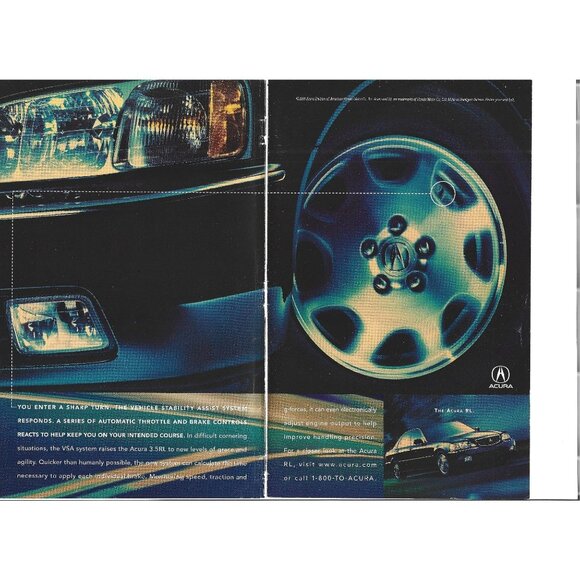 Acura RL VSA System 3.5RL Car Sedan 1990s Vintage Print Ad 2 PAGE - Picture 1 of 4